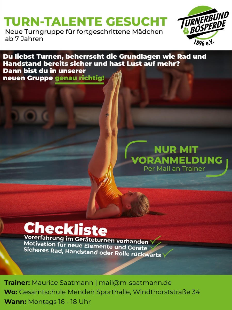 Neue Mädchen-Turngruppe wird eröffnet